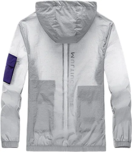Vista 2 de Sheyla Mens Windproof Jacket Waterproof Lightweight Mountain Sport Jacket Relaxed Fit Hooded Windbreaker Raincoat