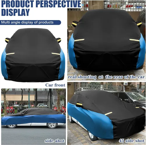 Vista 4 de Riakrum Funda completa impermeable para todo tipo de clima, para automóviles, resistente al viento, a la lluvia, protección UV, resistente a