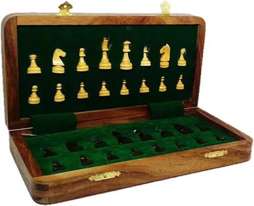 Vista 3 de RoyalChessMall-Juego de ajedrez magnético de madera de 10 pulgadas de palisandro dorado