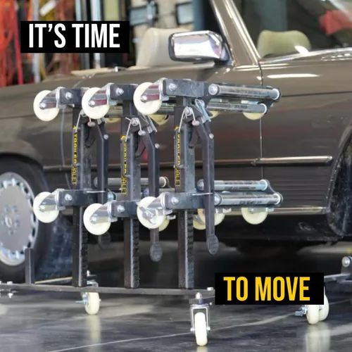 Vista 5 de Trailer Valet TVWDX Heavy Duty 6 ruedas Dolly - Paquete de 2 ruedas de 2,000 libras de capacidad por plataforma, marco de acero resistente, ruedas