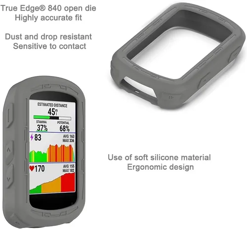 Vista 2 de Protector de pantalla de reloj inteligente compatible con Garmin Edge 840, Solar y Edge 540, funda solar de silicona suave y película protectora