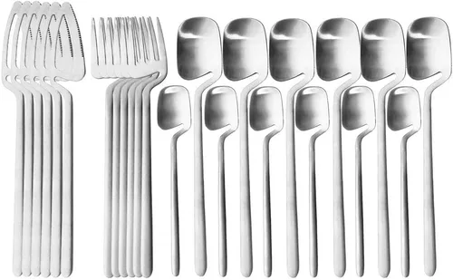 Vista 10 de Juego de cubiertos de 24 piezas con utensilios de cocina para servir, servicio para 6, utensilios de acero inoxidable 304, cuchillo, A-Negro