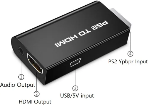 Vista 3 de TIZOPO Adaptador convertidor PS2 a HDMI, convertidor PS2 a HDMI con salida de audio de 0.138 in para monitor HDMI HDTV, compatible con todos