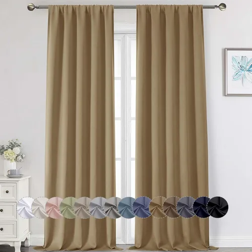 Vista 184 de Cortinas opacas para dormitorio, sala de estar, juego de 2 paneles de 54 pulgadas de largo, cortinas de oscurecimiento de habitación con aislamiento