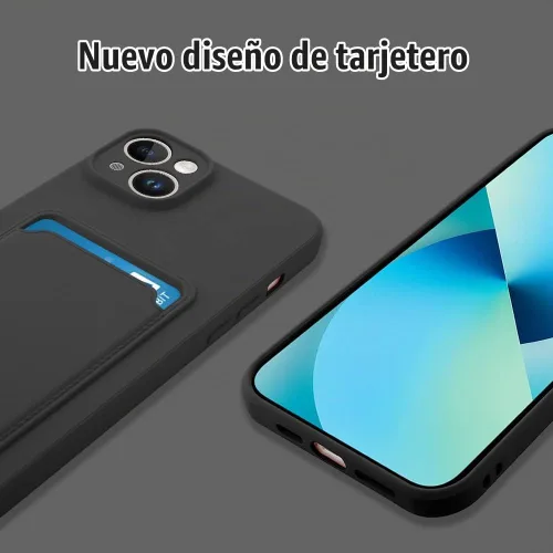 Vista 2 de MZELQ Cartera de TPU Compatible con Funda iPhone 13, Soporte para Tarjetas Protección de Cámara + Protector de Pantalla, Ranura Empujable para Niñas