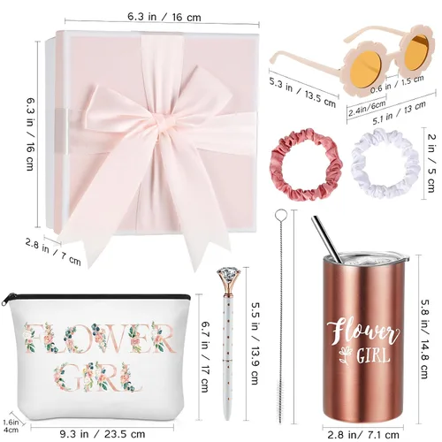 Vista 2 de Sieral Juego de 10 cajas de propuestas para niña de las flores, regalo con texto en inglés "Will You Be My Flower Girl", juego de caja de propuesta