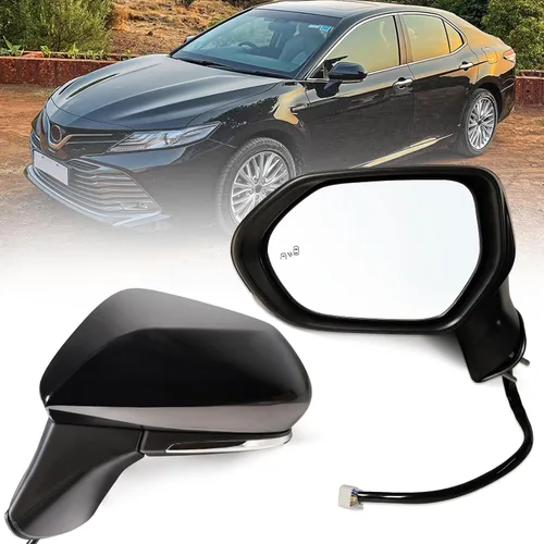 Vista 6 de Espejo lateral izquierdo del conductor Compatible con Toyota Camry 2018-2024 con vidrio eléctrico sin calefacción sin señales de giro sin punto Negro
