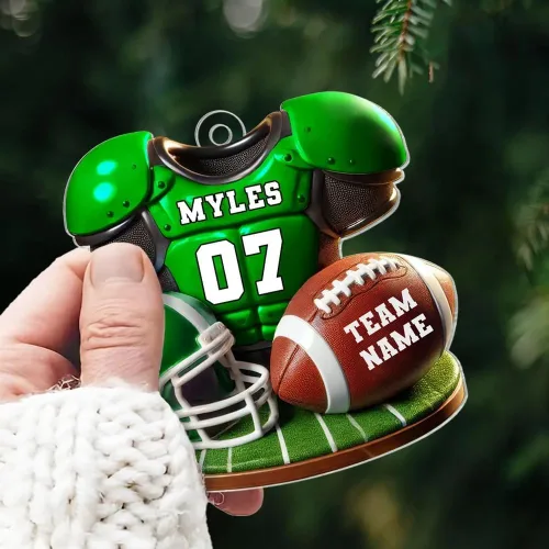 Vista 4 de Adorno de Navidad de fútbol americano personalizado, adorno de fútbol americano, adornos de Navidad de fútbol americano personalizados, adornos