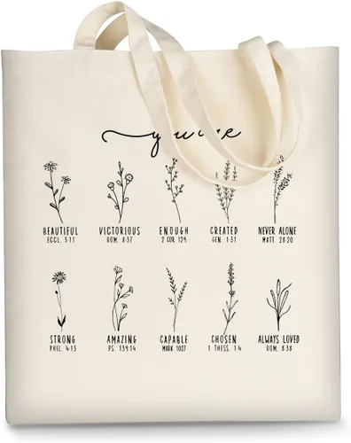 Vista 21 de AUSVKAI Bolsa de lona estética para mujer, lindas bolsas de algodón reutilizables de tela para ir de compras, playa, regalos de moda