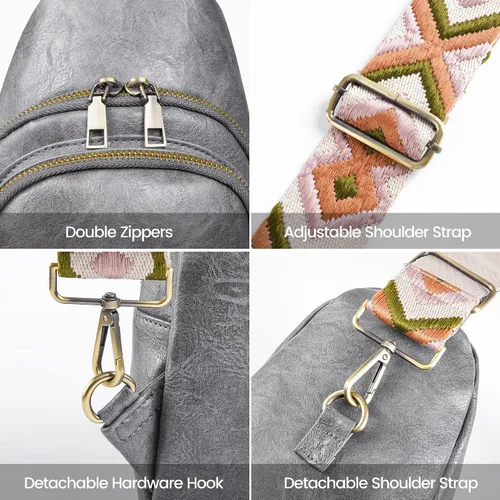 Vista 4 de KFXFENQ Bolso bandolera para mujer, de piel sintética, bolso bandolera pequeña, mochila cruzada multiusos para el pecho, para mujer, ciclismo