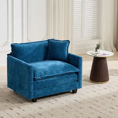 Vista 71 de Sofá seccional modular, sofá seccional en forma de L de 76.7 pulgadas con otomana móvil, cómodo loveseat de chenilla nube con reposabrazos