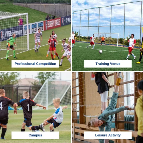 Vista 5 de 2 redes de repuesto para portería de fútbol, 24 x 8 pies, 20 x 6.5 pies, red de fútbol de polietileno y poliéster de 10 x 6.5 pies, juego de redes