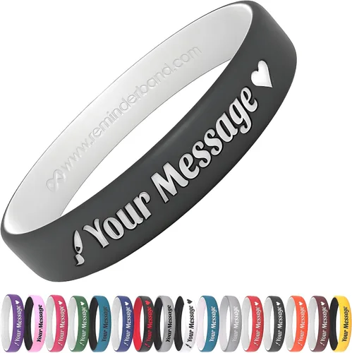 Vista 18 de Reminderband - Pulseras lujosas de silicona y goma para motivación, eventos, regalos, apoyo, recaudación de fondos y concientización, para hombres