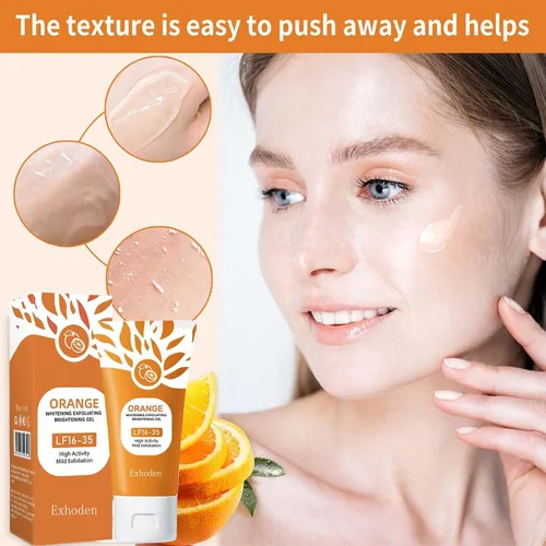 Vista 3 de Exfoliante de gel exfoliante naranja para cara, gel exfoliante facial hidratante naranja, exfoliante de limpieza profunda para todo