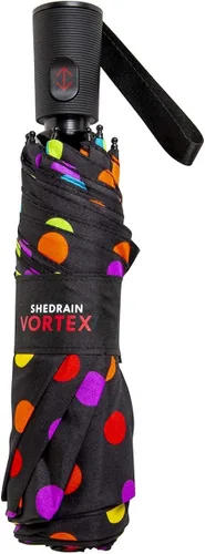 Vista 6 de ShedRain Vortex - Paraguas de viaje plegable automático compacto y resistente al viento, con botón para abrir y cerrar, con ventilación para lluvia