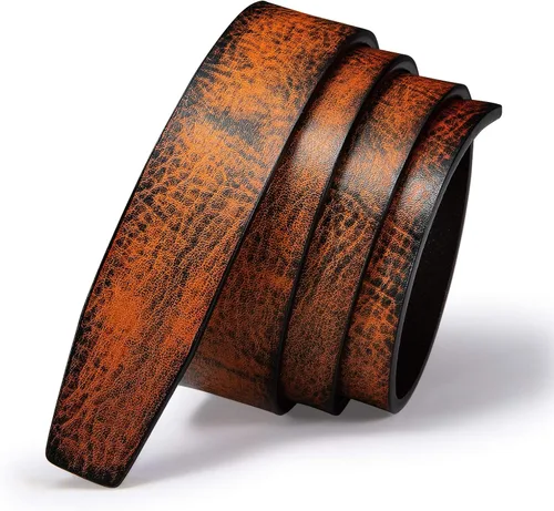 Vista 5 de Barry.Wang Cinturón de trinquete para hombre con hebilla automática sólida, correa de cuero genuino de 1.378in de ancho ajustable