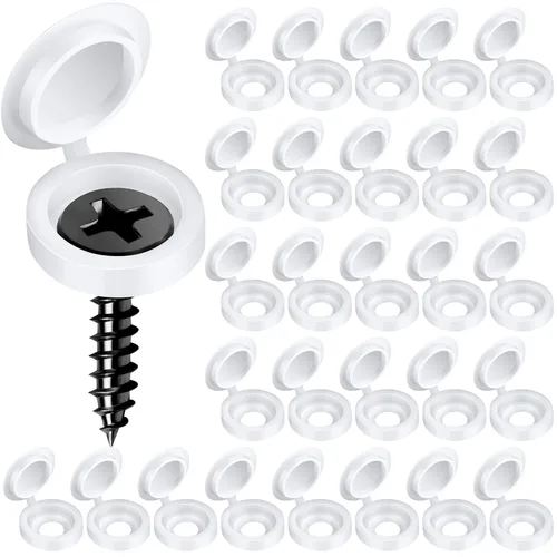 Vista 9 de 150 tapas de rosca, cubiertas de plástico negro con bisagras, tamaño S, se adapta a tornillos #6/#8 (M3/M4), 150 piezas