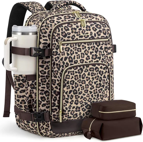 Vista 50 de LOVEVOOK Mochila de viaje para mujer y hombre, Beige, Mochilas de viaje
