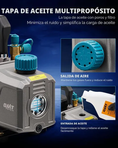 Vista 4 de Orion Motor Tech Bomba de Vacío, 3.5 cfm 1/4 hp Bomba de Vacío HVAC de Una Sola Etapa para R12 R22 R134a R410a R502, Kit de Bomba de Vacío de CA
