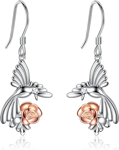 Vista 41 de POPKIMI Bonitos aretes colgantes de animales, joyería de animales, regalos de cumpleaños y Navidad para mujeres, aretes de ópalo de cristal de plata