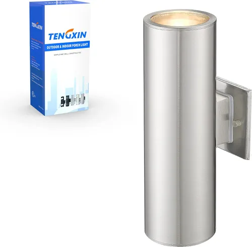 Vista 13 de TENGXIN Luces de pared al aire libre, lámpara de pared exterior con cilindro de acero inoxidable, resistente al agua.