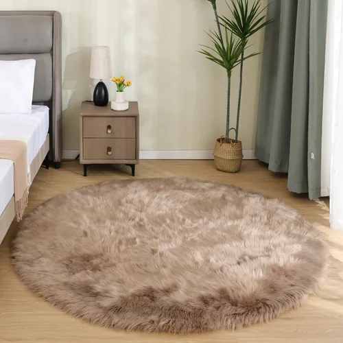 Vista 11 de Latepis - Alfombra rectangular de piel sintética tipo lana de oveja suave y esponjosa de estilo bohemio para sala de estar, dormitorio y residencias