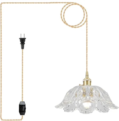 Vista 32 de Luminarias de Lámpara Colgante, Lámpara Colgante con Enchufe de Cristal de 6.6 Pulgadas, Lámpara Colgante de Cristal, Iluminación Colgante E26