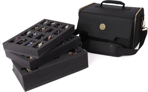 Vista 11 de ENHANCE Cartera miniatura de base ancha – Estuche compacto de almacenamiento y transporte para miniaturas DnD con correa, 3 bandejas de espuma