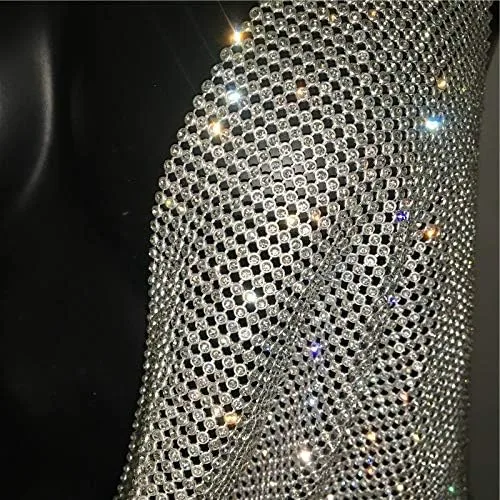 Vista 7 de Mujeres Sexy Brillante Rhinestone Crop Tops Cadena de Metal Halter Tank Top V Cuello Camisola para Festival Club Party Raves
