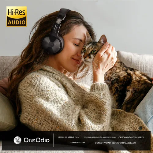 Vista 3 de OneOdio - Auriculares Bluetooth de diadema, 110 horas de sonido estéreo inalámbrico/con cable, auriculares plegables con graves profundos