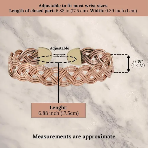 Vista 23 de Handmade Elegant Copper Bracelet for Women - Pure Copper Bracelet for Pain Relief and Stress Relief - Adjustable Entwisted Copper Bracelet to Fit