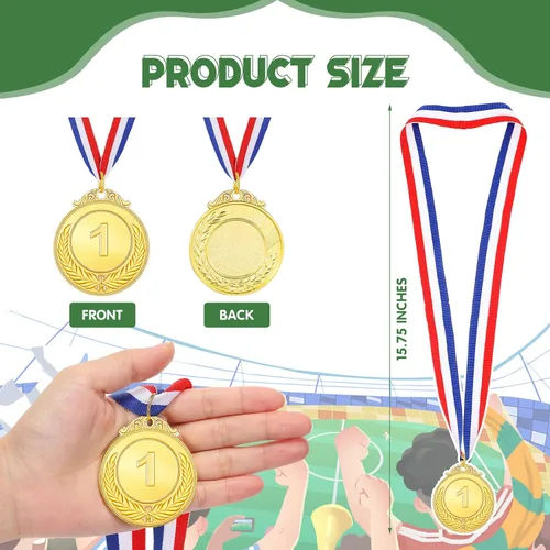 Vista 2 de Yinkin Medallas de oro para niños, medallas para niños, medallas ganadoras con cinta, medallas de primer lugar para competiciones deportivas