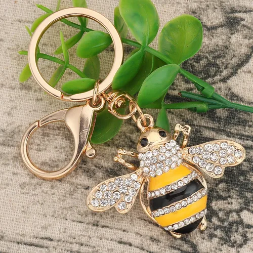 Vista 4 de AHAETH Bumble Bee Jewelry - Llavero de abeja de abeja súper miel para mujer, Blanco