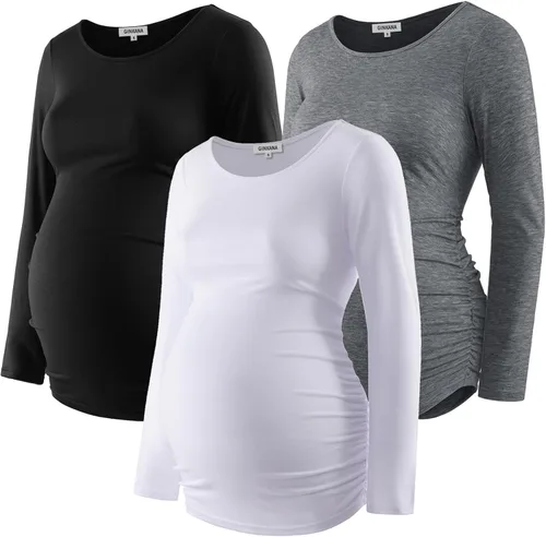 Vista 30 de GINKANA Camiseta de béisbol para mujer, cuello redondo, manga raglán floral, camiseta superior de maternidad, blusa para embarazo Esqueleto A-glow