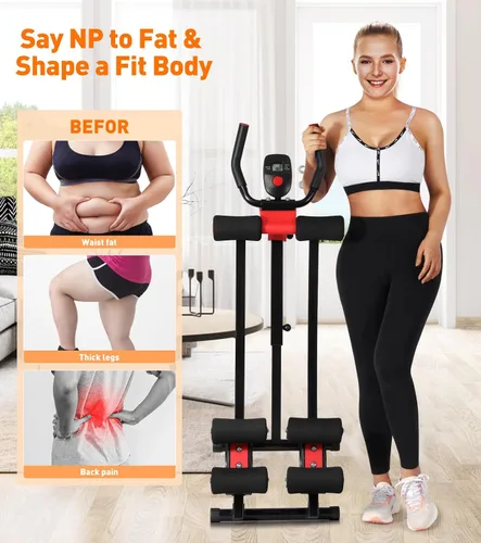 Vista 3 de Ab Workout Equipment, Ab Machine for Women, Adjustable Core Abdominal Exercise Fitness Equipment, Foldable Waist Trainer Ab Crunch Home Gym Systems
