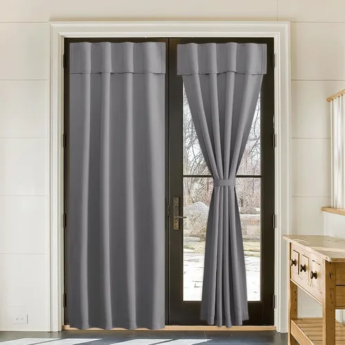 Vista 30 de NICETOWN Biscotti - Cortinas opacas para puerta francesa, color beige, 72 pulgadas de largo Cortina de ventana portátil de granja autoadhesiva