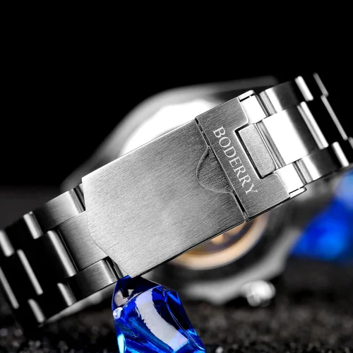 Vista 5 de BODERRY Reloj mecánico automático de titanio para hombre, reloj mecánico automático de esqueleto para hombre, 72H, reserva de potencia, 5ATM
