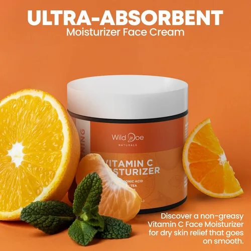Vista 6 de Hidratante facial y cuello con vitamina C, crema reafirmante para los ojos, antienvejecimiento, piel brillante con té verde, ácido hialurónico