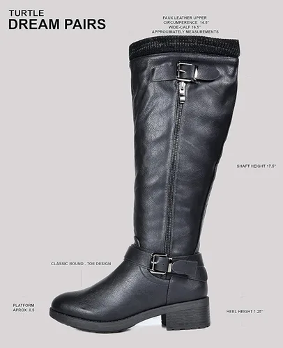 Vista 6 de DREAM PAIRS - Botas de montar de invierno para mujer, cómodas, hasta la rodilla y de pantorrilla ancha