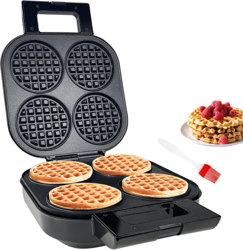 Vista 3 de Waffle Maker - Plancha para gofres belga antiadherente con luz indicadora de 1300 W, 4 rebanadas