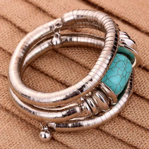 Vista 3 de Yazilind Jewelry Vintage Twisted Rimous Brazalete de aleación para mujer