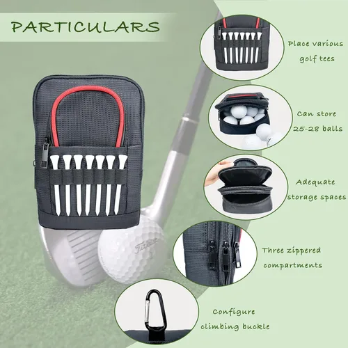Vista 7 de Bolsa organizadora de accesorios de golf, bolsa portátil de objetos de valor de golf, bolsa de almacenamiento con múltiples bolsillos