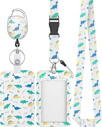 Vista 40 de Uniclife Porta credenciales deslizante floral con carrete retráctil y mosquetón con clip para cordón desmontable, protector de tarjeta vertical