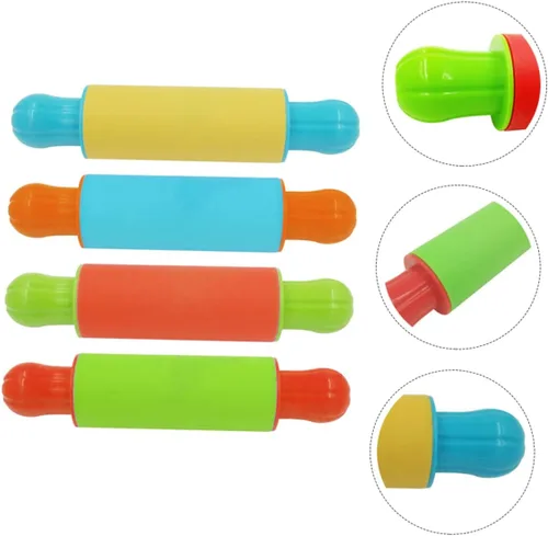 Vista 2 de 4 rodillos de arcilla para niños, rodillo de plastilina de colores surtidos, herramientas seguras para manualidades para niños mayores de 3 años