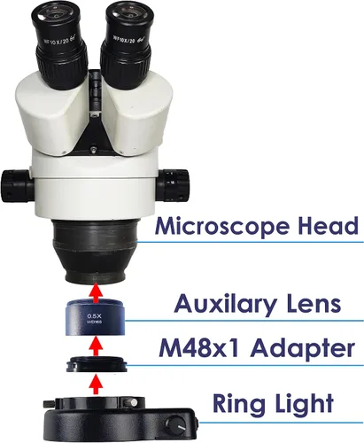 Vista 7 de Iluminador de luz de anillo LED para microscopio, 144 burbujas LED para laboratorio monocular binocular trinocular estéreo microscopio cámara