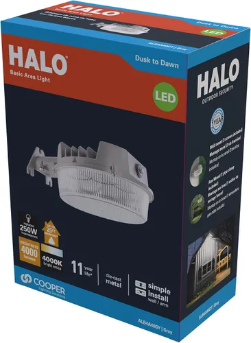 Vista 9 de HALO Luz de pared LED para exteriores del atardecer al amanecer – Luz de área, calle, garaje, estacionamiento, granero, luz de seguridad – 4000