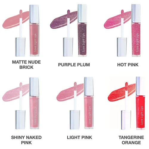 Vista 3 de Labios ligeros iluminados brillo labial con espejo, 6 magníficos colores Hidratante