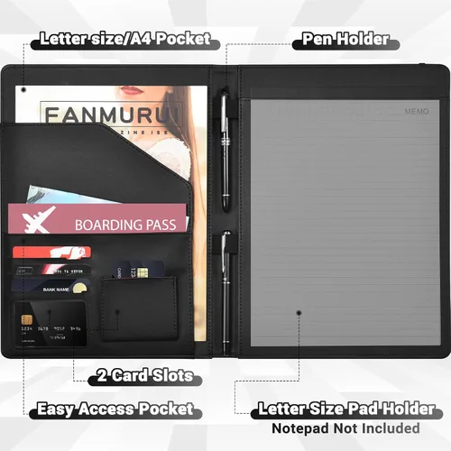 Vista 2 de Portafolio con Portadocumentos Pacific Mailer Cuaderno con Portadocumentos Portacurrículum Carpeta Organizador Documento Legal Portadocumentos