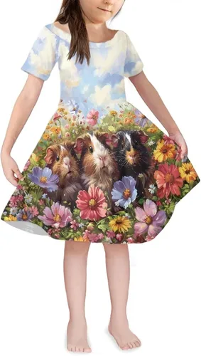 Vista 46 de SEANATIVE Vestido de manga corta para niñas de 3 a 14 años Black Bow Ghost