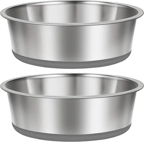 Vista 7 de Taglory Juego de 2 tazones de acero inoxidable para perros de 2 tazas para comida y agua, base de silicona antideslizante, resistente a